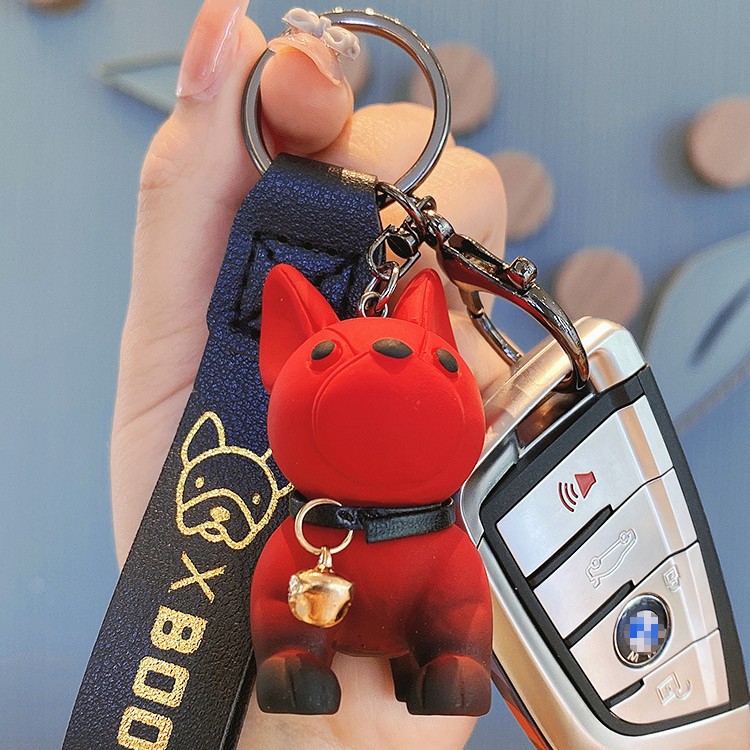 Gradiente de resina Bulldog creativo de dibujos animados llavero pareja lindo exquisito coche llavero bolsa colgante