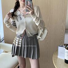 明星同款衣服学姐风上衣针织开衫外套+百搭设计感百褶裙半身裙女