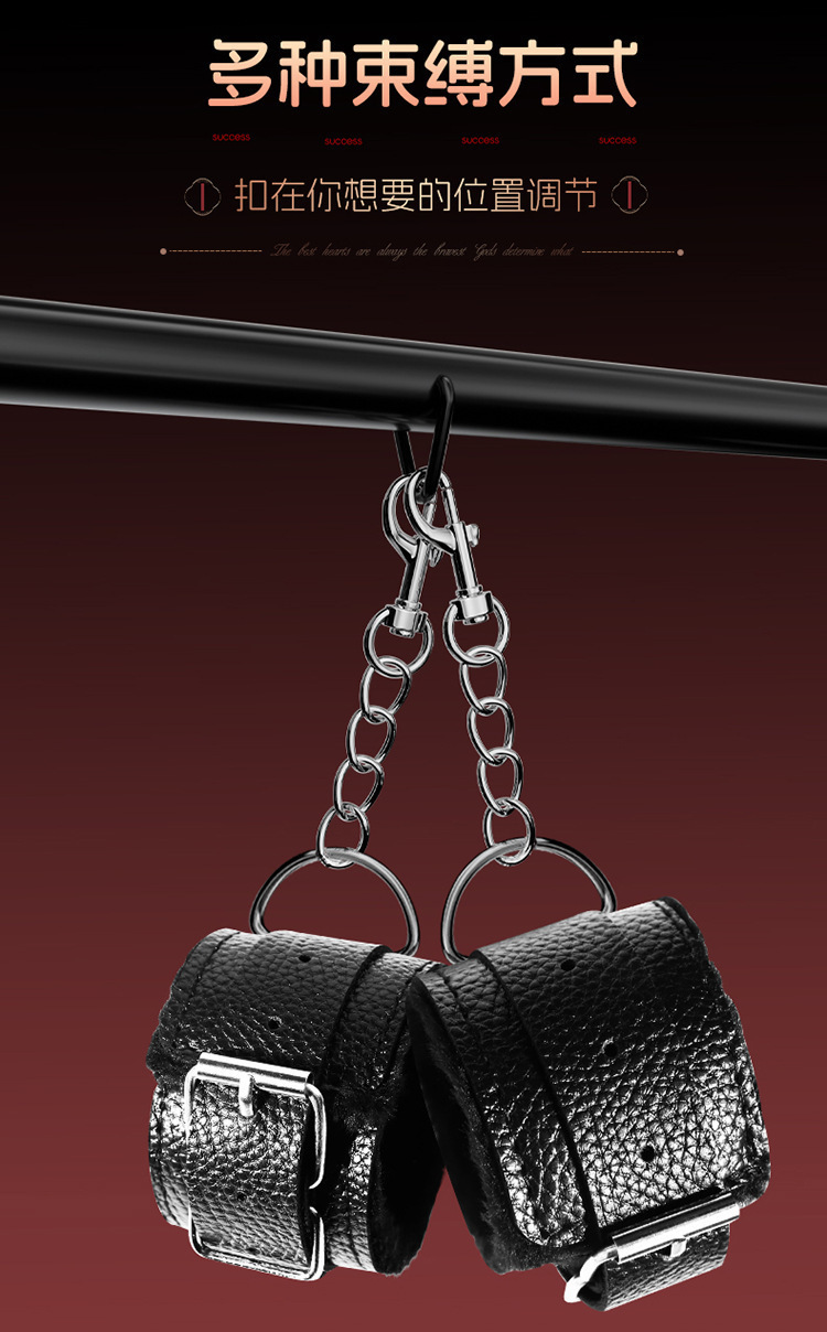 SM Bondage Restraint Set with Nipple Clamps, Handcuffs, Ankle Cuffs and Collar in Red — detail image 20