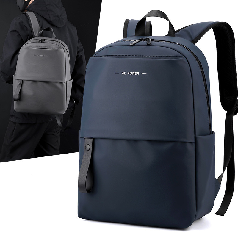 Business casual backpack wholesale cross-border simple solid color student schoolbag large capacity LOGO printed computer backpack