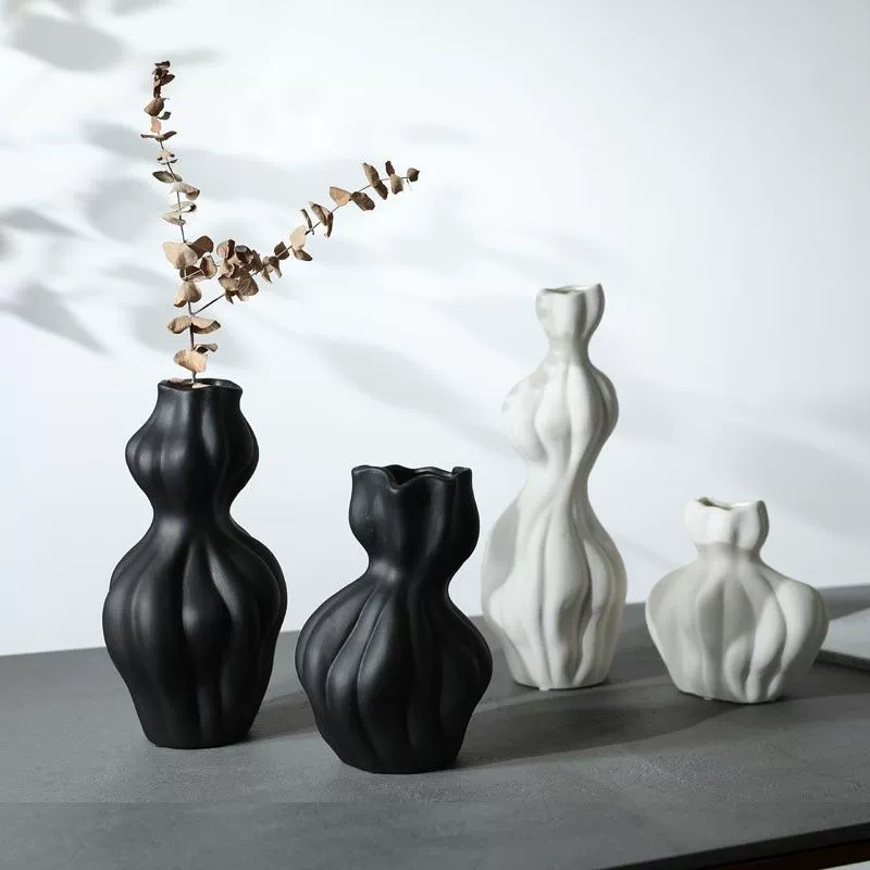 Витые легкие роскошные вазы, украшения, пластиковая имитация керамики, цветочная композиция, ТВ-шкаф, винный шкаф, настольный домашний геометрический декор