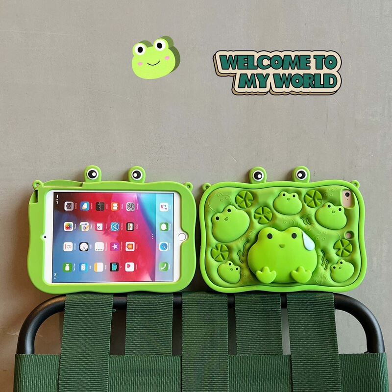 Telescopic stand frog case suitable for iPad mini6, iPad 10th generation 11inch silicone computer protective cover