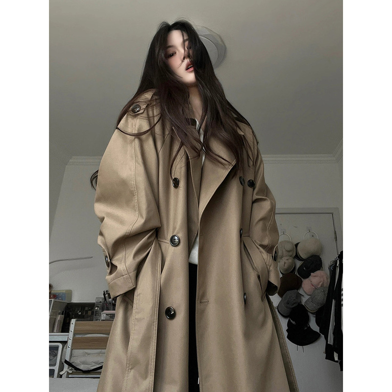 灰色风衣外套女中长款2025新款早春秋韩系小个子高级感英伦风大衣|undefined