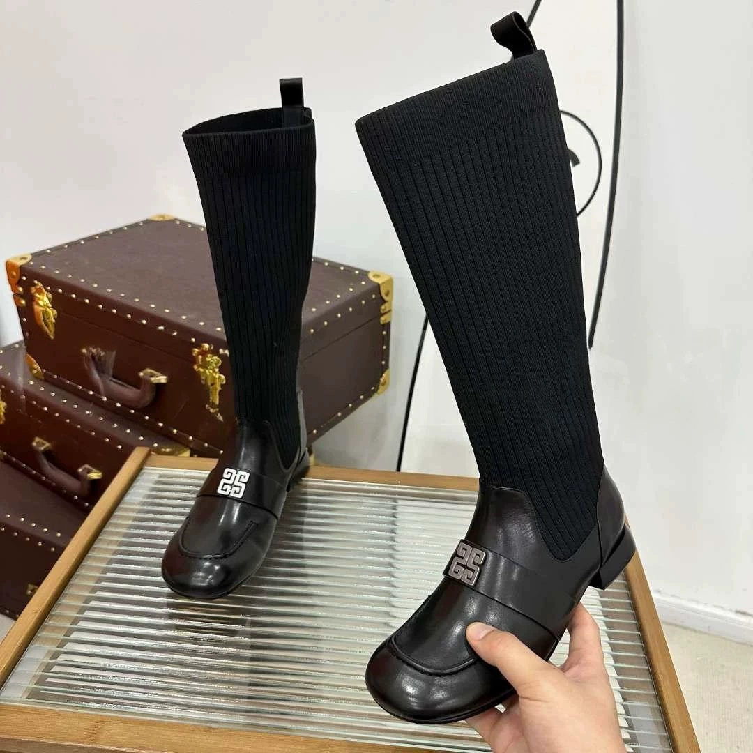 Пятно ~ Французская версия высокой роскоши модные носки сапоги эластичные тонкие сапоги женские дикие ретро британские туфли на каблуках Martin