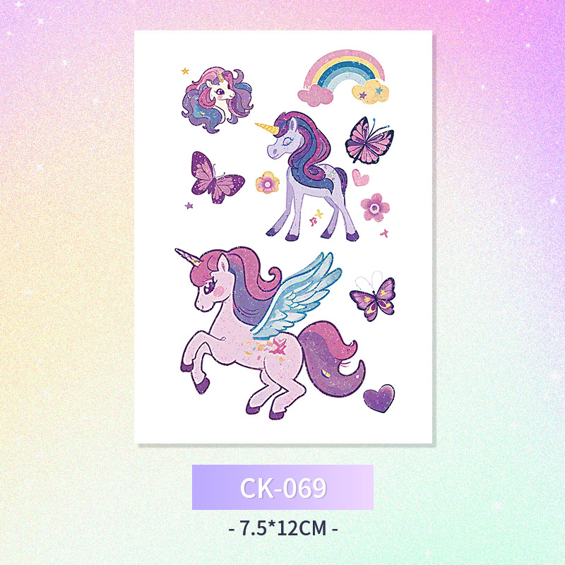 Glitter mariposa cara pegatinas tatuaje pegatinas hadas lavable impermeable de larga duración lindo unicornio ciervo Luna Estrella Planeta