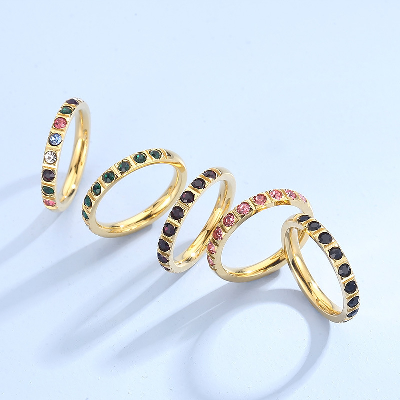 fashionable brand retro ring with stone stainless steel with zircon
