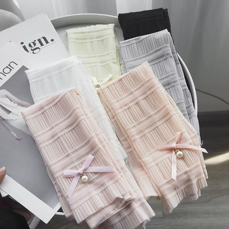  lace silk sleeves with bow, elegant long set for cycling, sun protection, UV protection