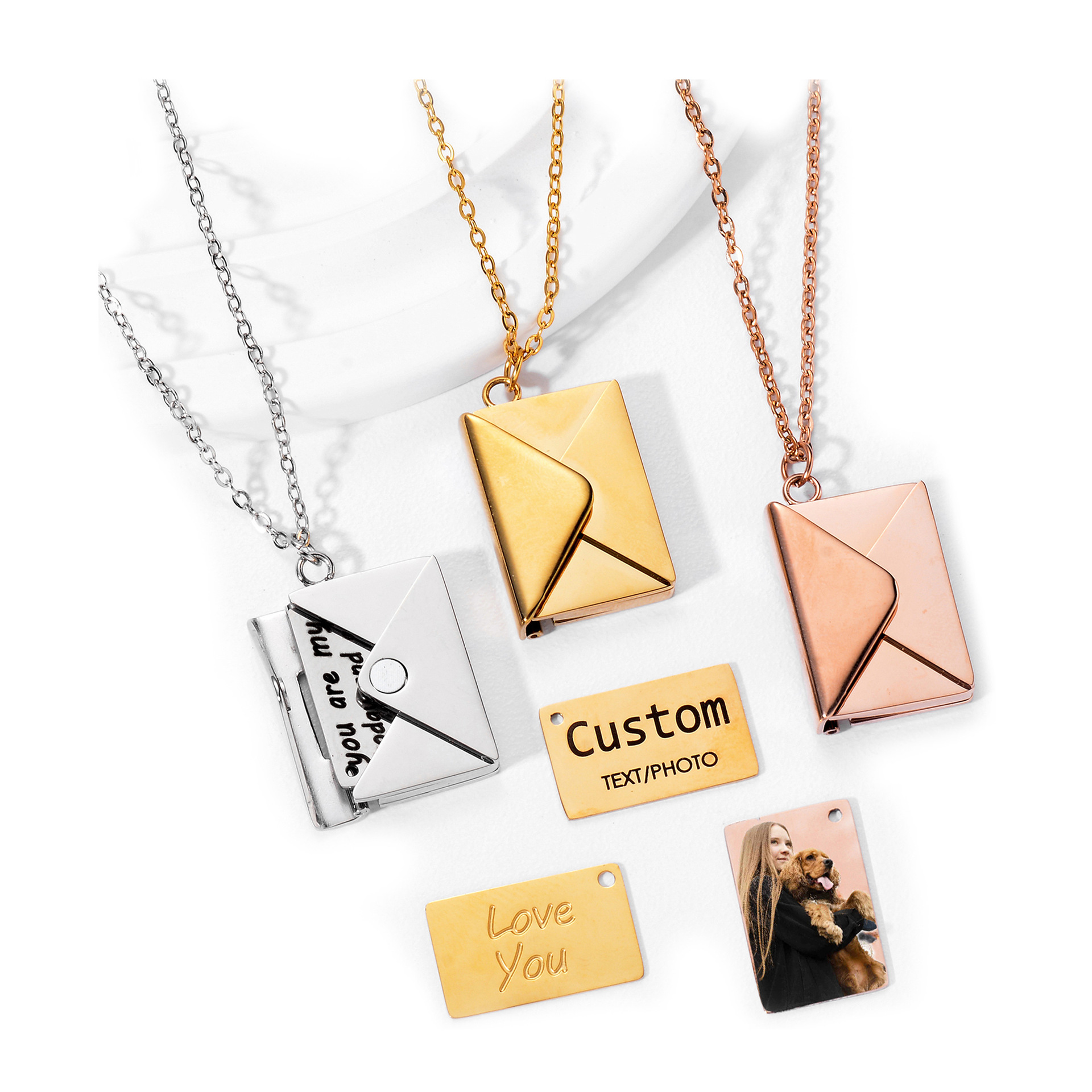 Daily, Street Occasion 304 Stainless Steel Material Wholesale Jewelry Simple Style Envelope 304 Stainless Steel Plating Stainless Steel Necklaces