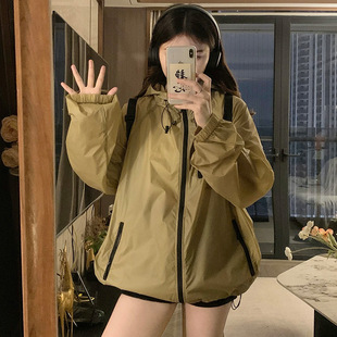 Fat Qiqi plus size chubby girl Outdoor Lightweight Sunscreen Clothing National Fashion Brand Loose Sports Thin Hooded Jacket