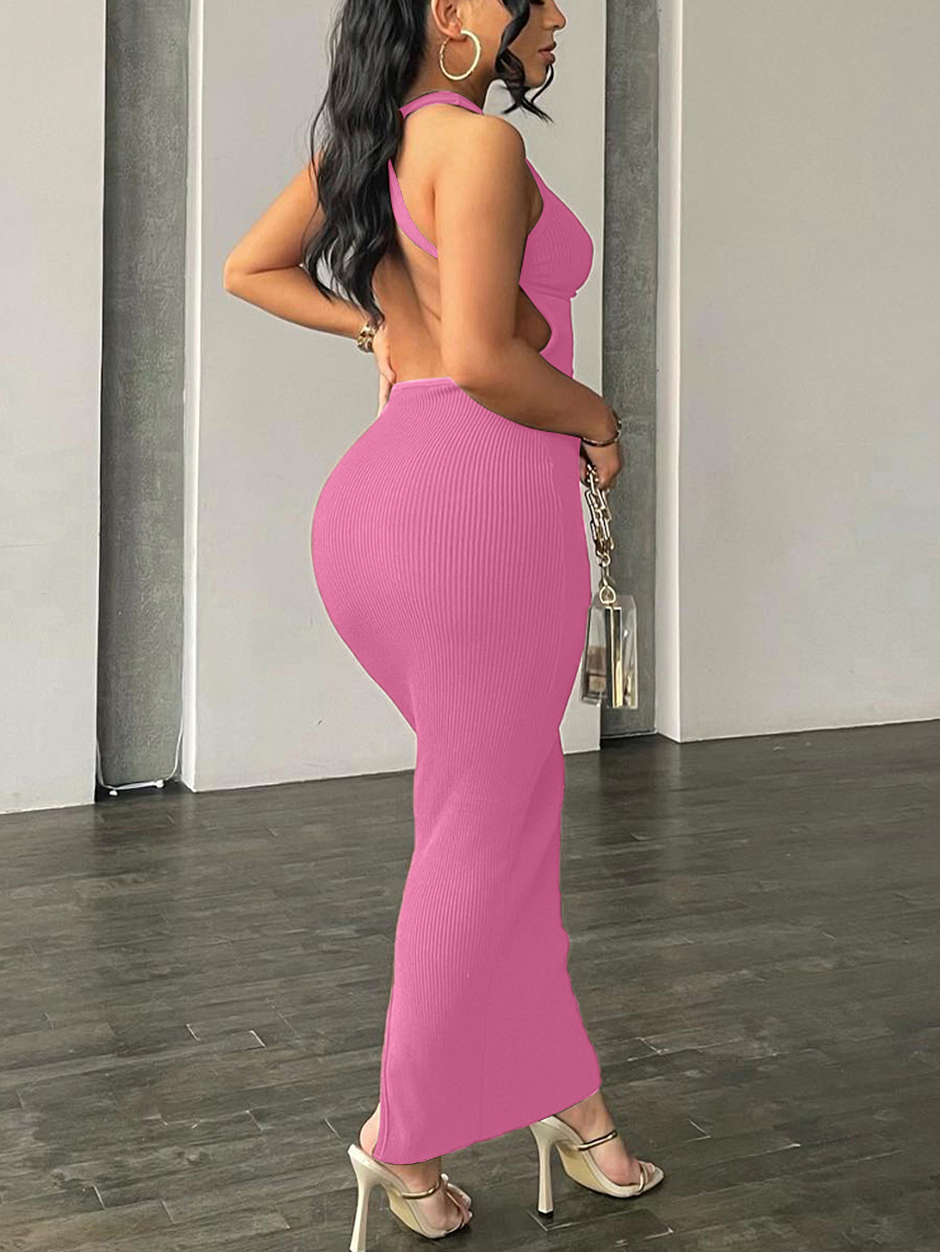 203g Weight Maxi Long Dress Dress Length Type Sleeveless Sleeve Length Sheath Dress Dresses Type Polyester Fabric Type Casual, Holiday, Daily Occasion Halter Neck Neckline Slim Fit Type Solid Color Pattern Summer, Spring, Autumn Season Sexy Style Backless Craft Wholesale Women's Sexy Backless Solid Color Casual Holiday Daily Halter Neck Sleeveless Sheath Dress 12