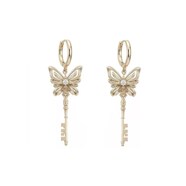 Sumiyaki Three-Dimensional Butterfly Key Ear Clip 2026 High-End Earrings Titanium Gold Coffee Gold Jewelry for Women