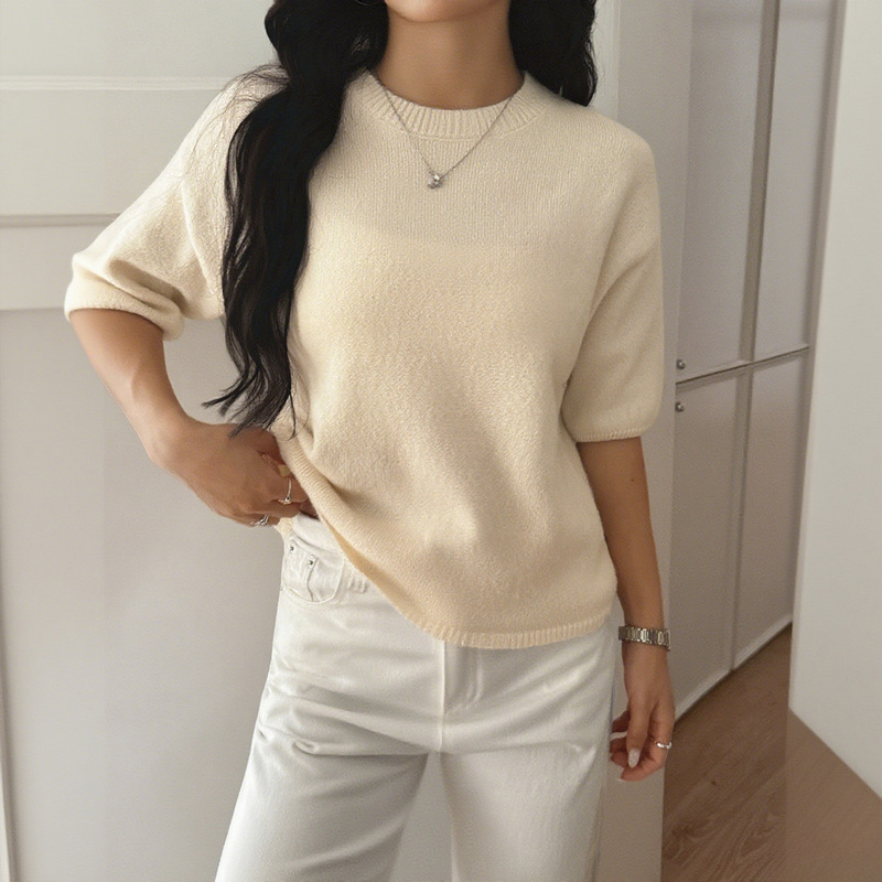 跨境欧美Y2K辣妹时尚短袖T恤女毛织女装2025秋冬亚马逊外贸独立站|undefined