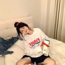 秋冬森女高街头ins风无帽上衣服印花圆领卫衣女装小清新运动休闲