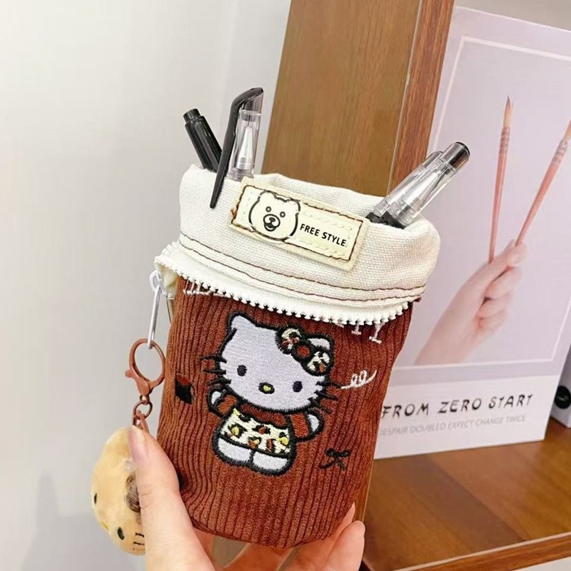可爱卡通笔袋开学季kitty笔袋文具学生收纳ins简约可爱折叠笔筒|undefined
