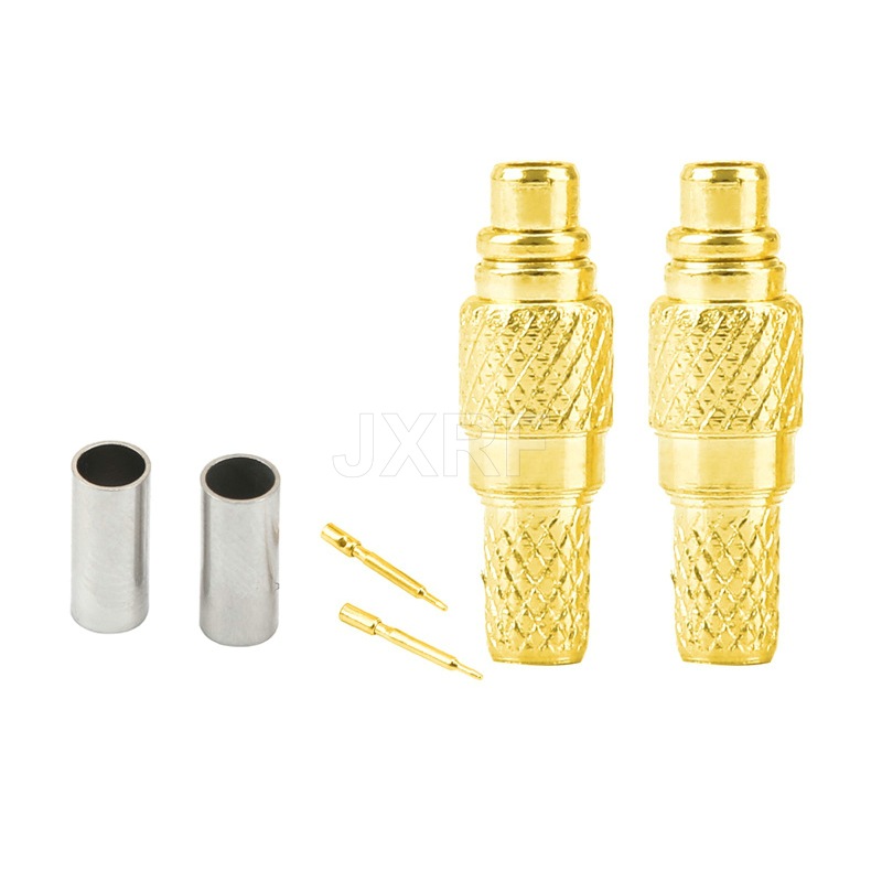 RF同轴连接器MMCX公MMCX母馈线接头50欧姆直弯式接RG316 RG174线