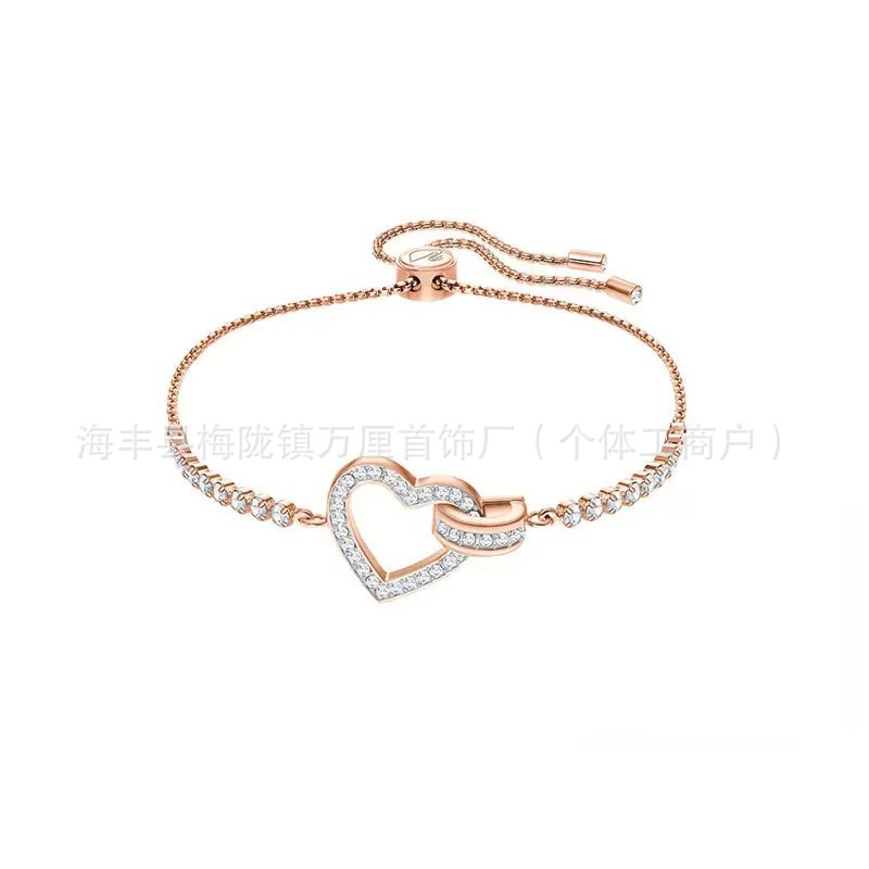 心形抽拉手链【玫瑰金色】