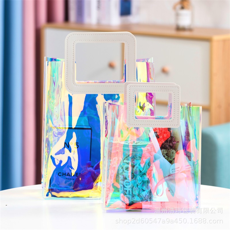 Transparent handbag gift bag pvc plastic gift bag high sense hand gift bag gift bag custom