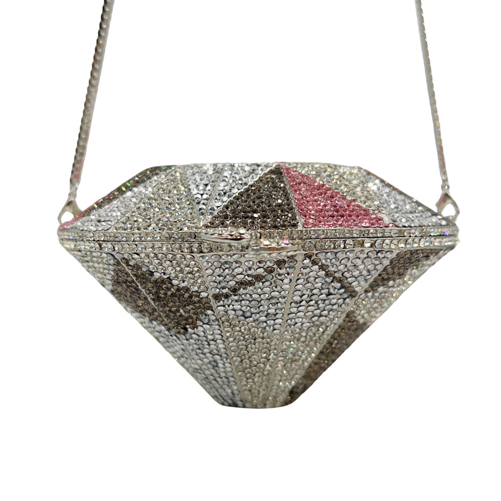 Crystal Clutch Bag, una bolsa de diamantes de cristal, una bolsa de banquete, una bolsa de diamantes de mano, una bolsa de fiesta.