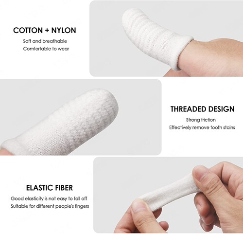Non-woven finger cots for pet brushing, dog teeth and oral cleaning tools, cleanable cat finger toothbrushes