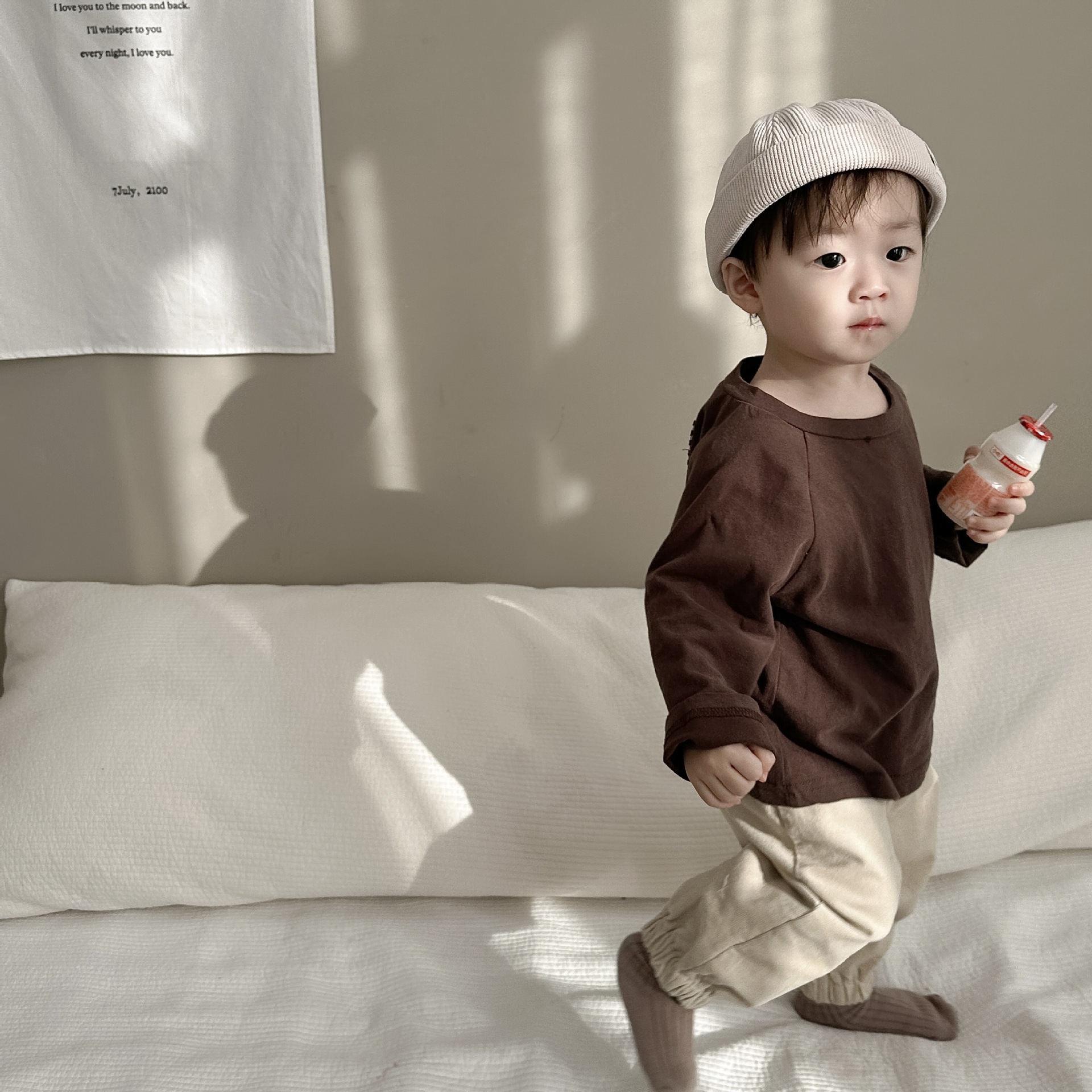 Ropa de otoño para niños, estilo coreano, ropa infantil, conjunto de otoño para bebés, conjunto de otoño para bebés, camiseta con parche en la espalda