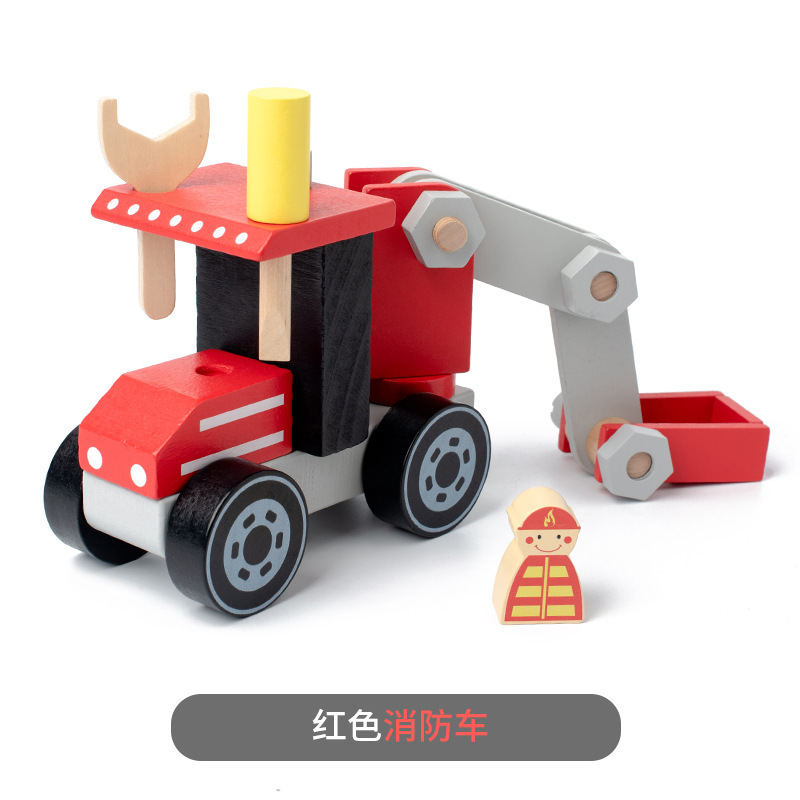 Simulación de madera tuerca herramienta desmontaje coche bebé ingeniería vehículo variedad modelo tornillo bloques construcción juguetes montaje
