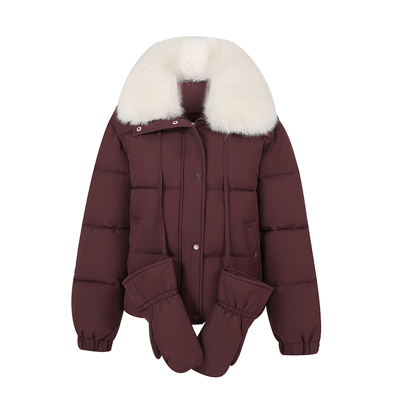 2025 comercio exterior nuevo estilo coreano guantes cortos sueltos ropa de algodón mujer cálida con capuchón grueso chaqueta de algodón