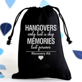 跨境亚马逊Hangover Kit  黑色绒布袋印花儿童糖果袋节日礼物袋