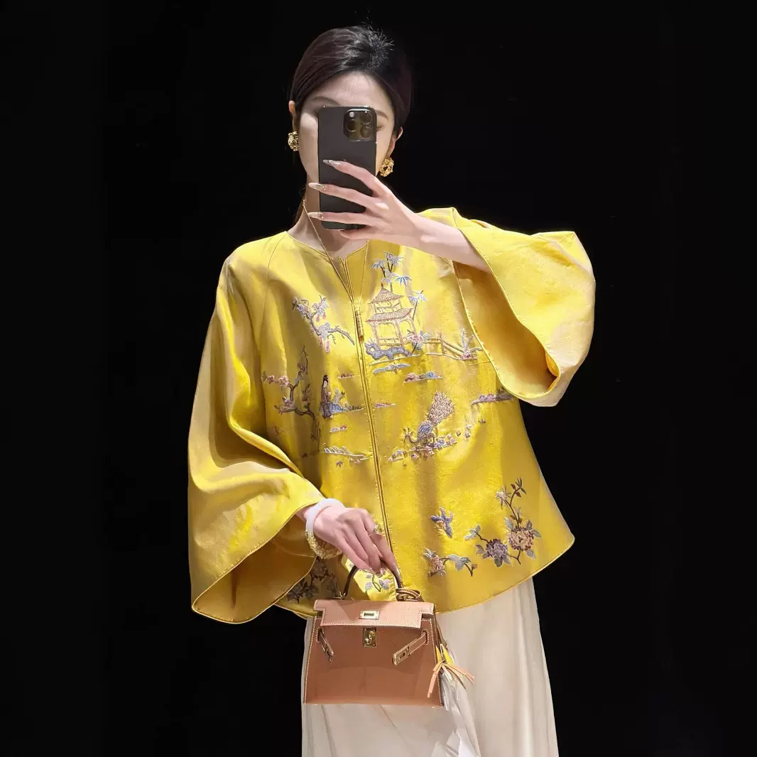 新中式复古禅意国风唐装上衣女夏季新款重工刺绣盘扣高级感太太服