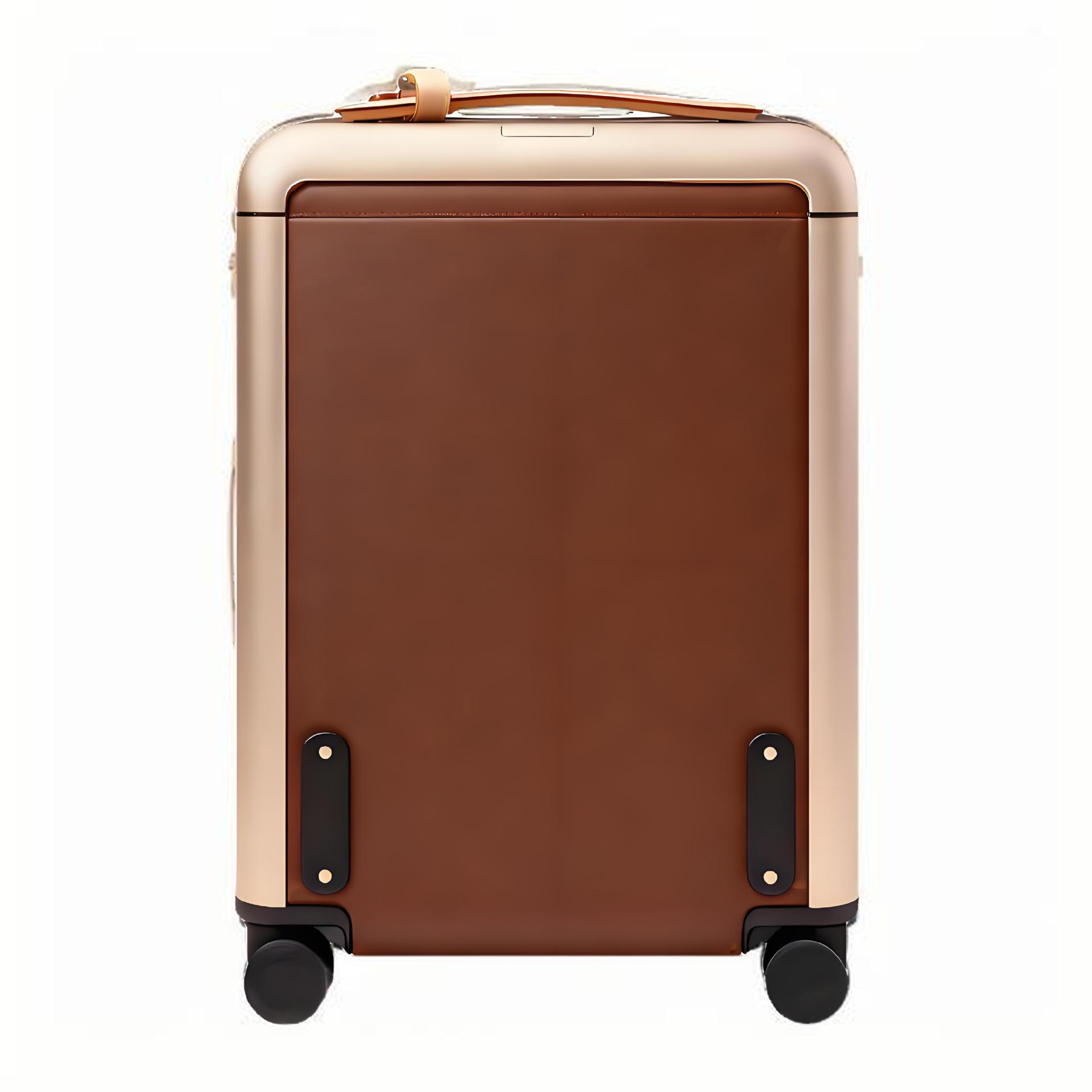 Vali da bò cổ điển 20 inch tay kéo rộng ngoài, khóa mật mã sang trọng, bánh xe vạn năng — Màu da bò cổ điển chi tiết 2