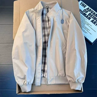 美式哈灵顿立领拉链夹克外套男春秋季痞帅感正肩棒球服户外冲锋衣