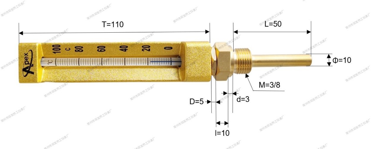 船用温度计 铜套温度计 排温表 v型温度计sika