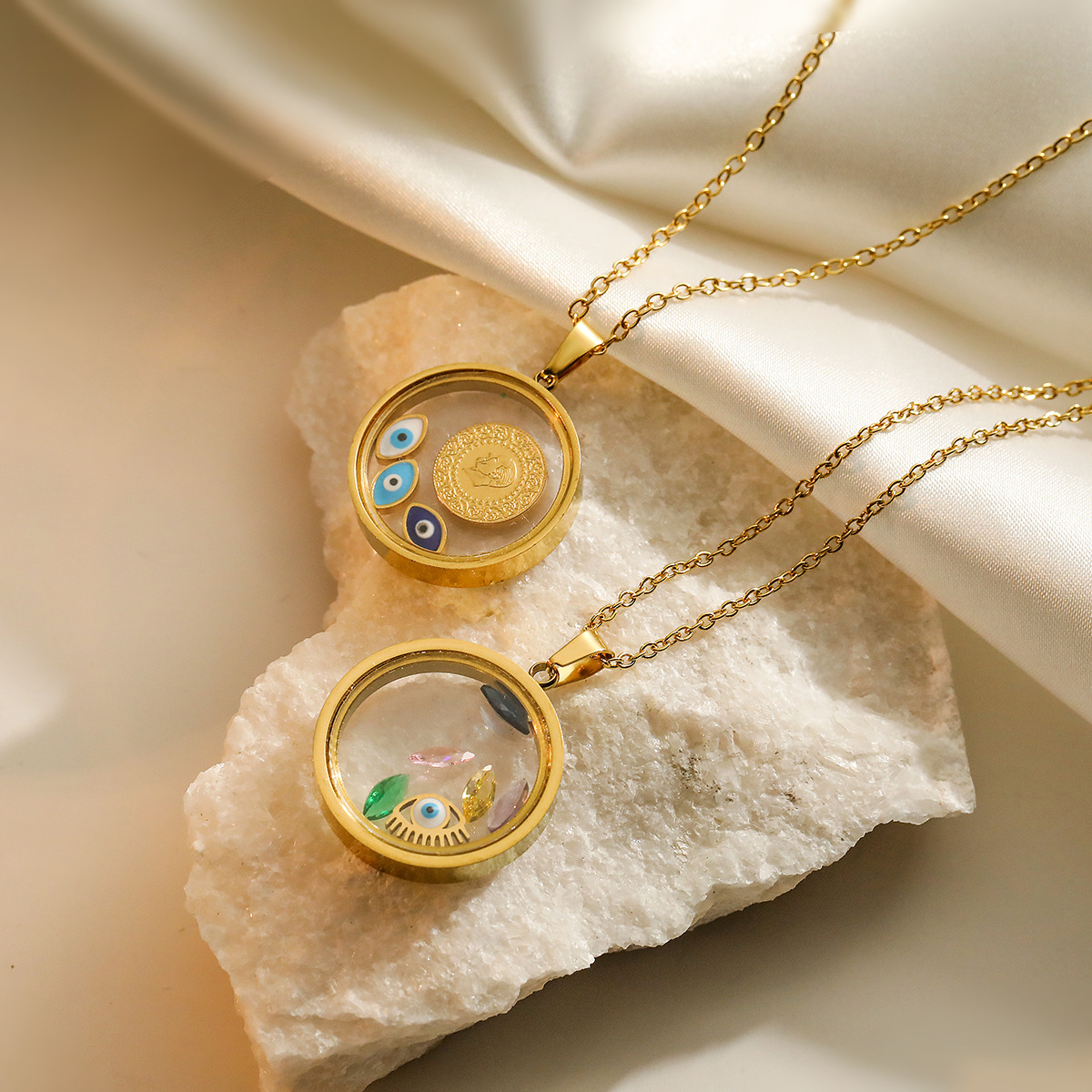 Holiday, Daily Occasion Wholesale Jewelry Simple Style Round Titanium Steel Irregular Pendant Necklace