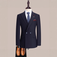 双排扣西服套装男结婚新郎西装二件套商务中开叉休闲正装伴郎礼服