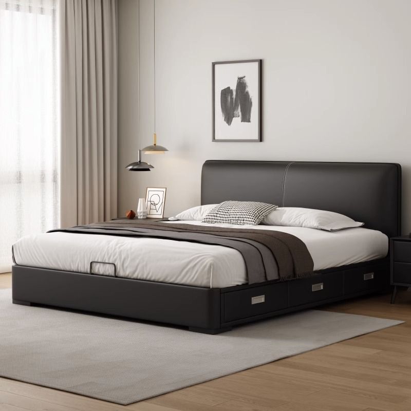 Dushudao Black Tofu Block Bedside Master Bedroom Double Large Atmospheric Small Apartment Modern Simple Soft Wood Dushudao Black Tofu Block Bedside Master Bedroom Double Large Atmospheric Small Apartment Modern Simple Soft Wood