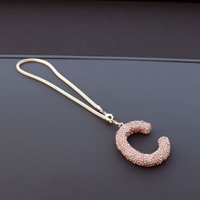 Car hanging – rhinestone car rearview mirror - c-letter-car-pendant-champagne-color