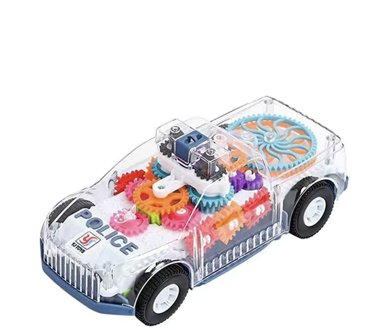Coche de policía con engranajes de batería