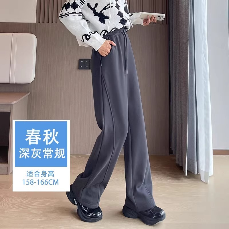 加绒香蕉阔腿裤女秋冬灰色窄版高个子加长裤子显瘦加厚休闲运动裤|undefined