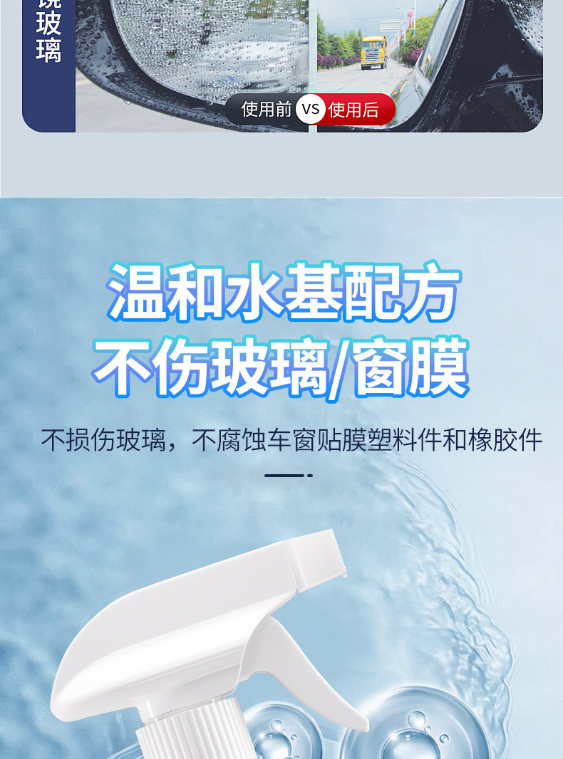 Glass Anti-Fog Agent, Car Water Repellent, Front Windshield Anti-Fog Spray, Rearview Mirror Rain Repellent, Defogging Spray