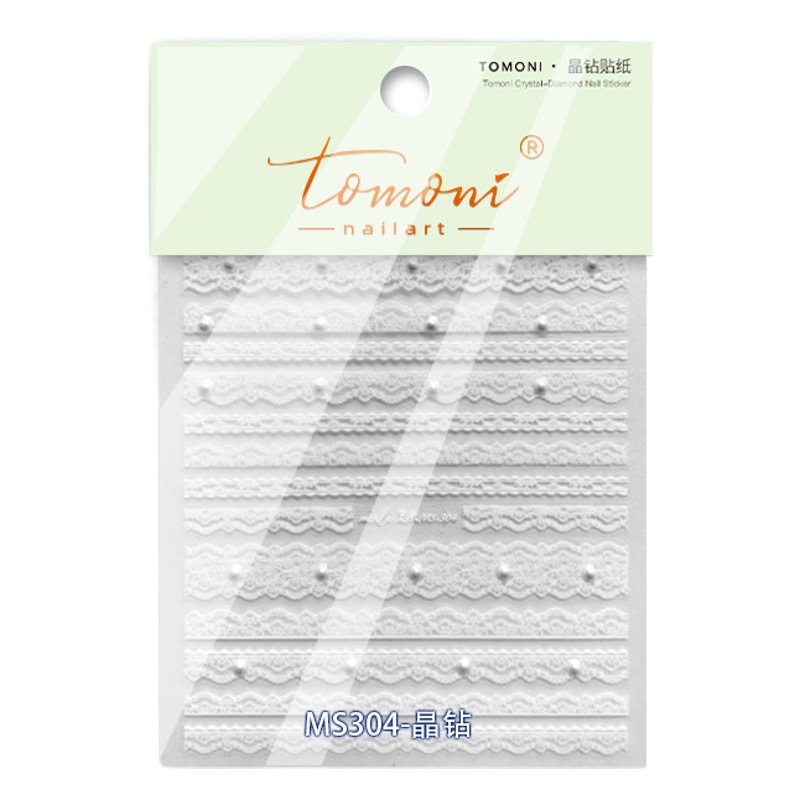 tomoni crystal diamond nail stickers do not lose cooperation Japanese nail stickers wholesale black and white stripes MS304