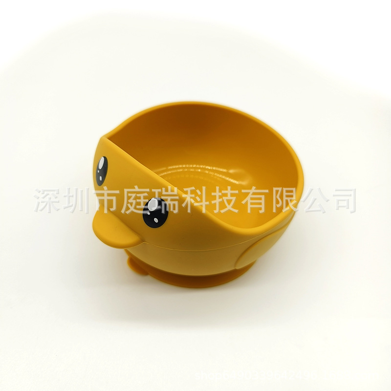 Cuenco de silicona pato suplemento alimenticio Tazón traje 316 tenedor cuchara lindo pollo lechón tazón de bebé resistente a la caída Tazón de cuchara traje