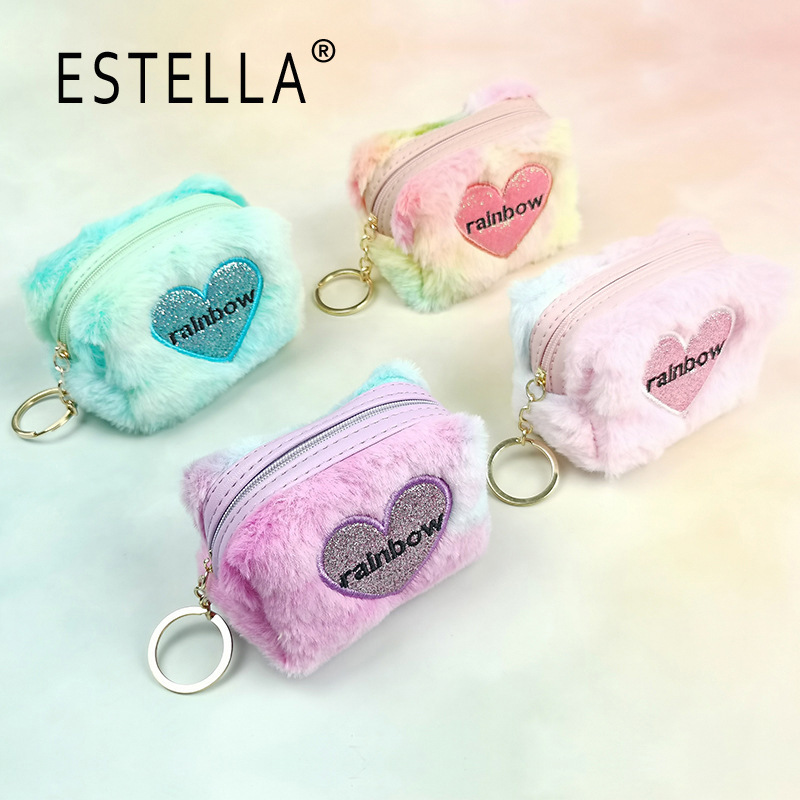 Embroidered letters love coin purse coin mini bag lipstick headset storage bag access card keychain bag wholesale
