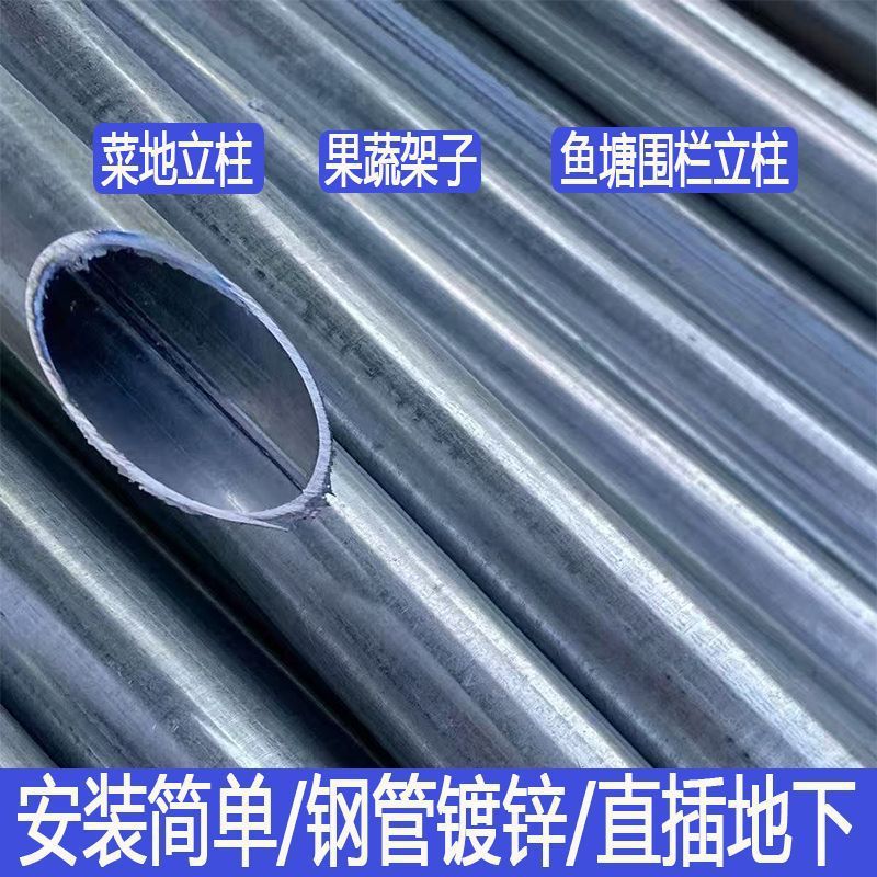 热镀锌加厚加粗尖头钢管立柱铁丝栏养殖种植用围栏立柱固定支撑管