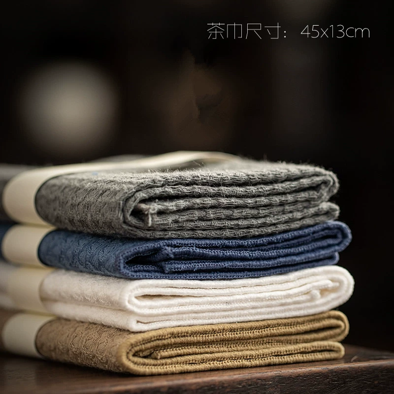 Повседневное утолщенное чайное полотенце из хлопка и льна | Оптовая продажа впитывающей скатерти для домашней чайной комнаты, длинное полотенце для чайного стола, аксессуары для чайной церемонии