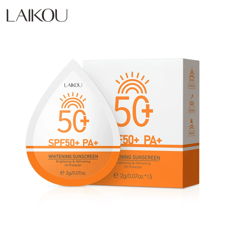 Увлажняющий солнцезащитный крем (Laikou), SPF50+ PA+, 2 г × 15 пакетиков, отбеливание и защита от UV