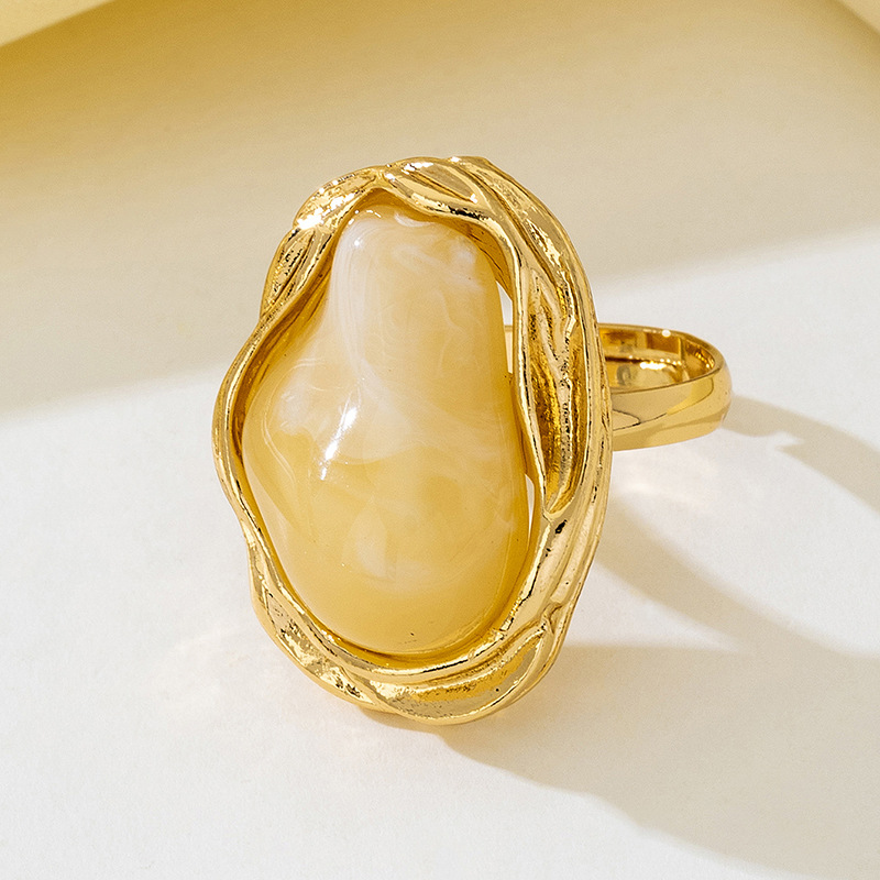 European And American Cross-Border Fashion Simple Bohemian Style Geometric Pearl Adjustable Open Bracelet Ring Set_voghion.com