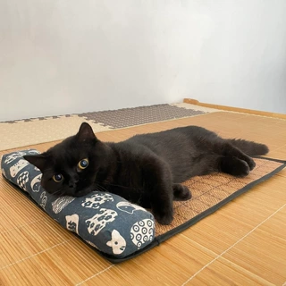 夏季藤编宠物凉席垫物理降温猫咪垫子布偶猫窝冰垫法斗狗垫子枕头