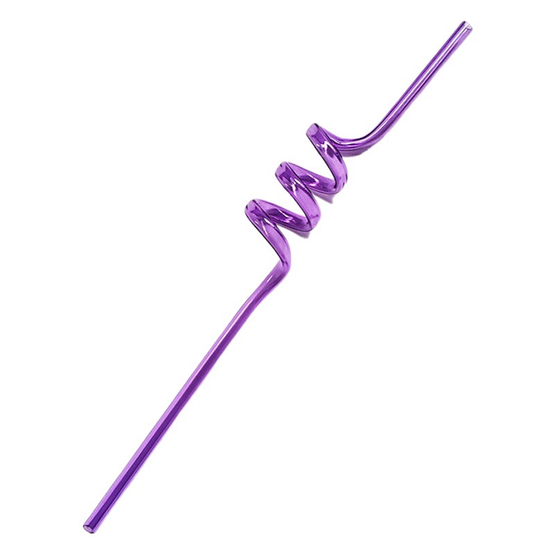 Forma de calidad alimentaria transfronteriza paja curva espiral personalidad creativa fiesta color plástico paja fábrica al por mayor