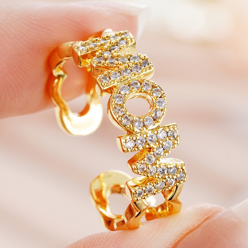 Mom Letter Ring Adjustable Gold Tone Mothers Day Gift Jewelry_voghion.com