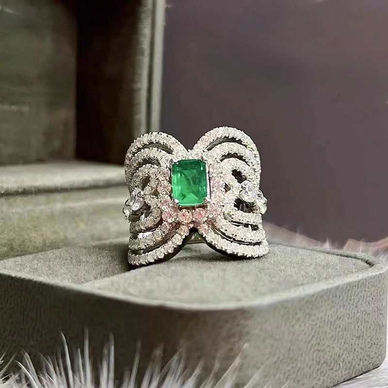 Geometric, Crown Pattern Women's Gender Copper IG Style Shiny Inlay Geometric Crown Zircon Rings