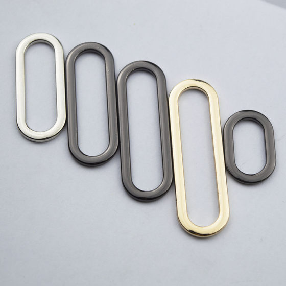 Factory wholesale flat Oval mouth buckle oval ring alloy hanging plated bag buckle metal oval mouth ring
